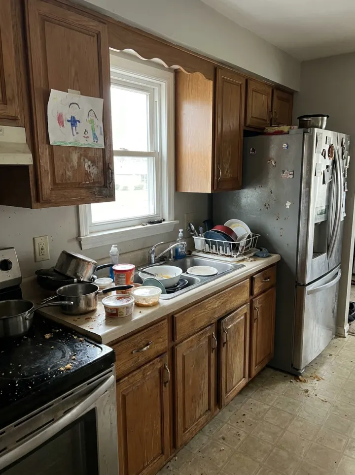 Kitchen before cleaning